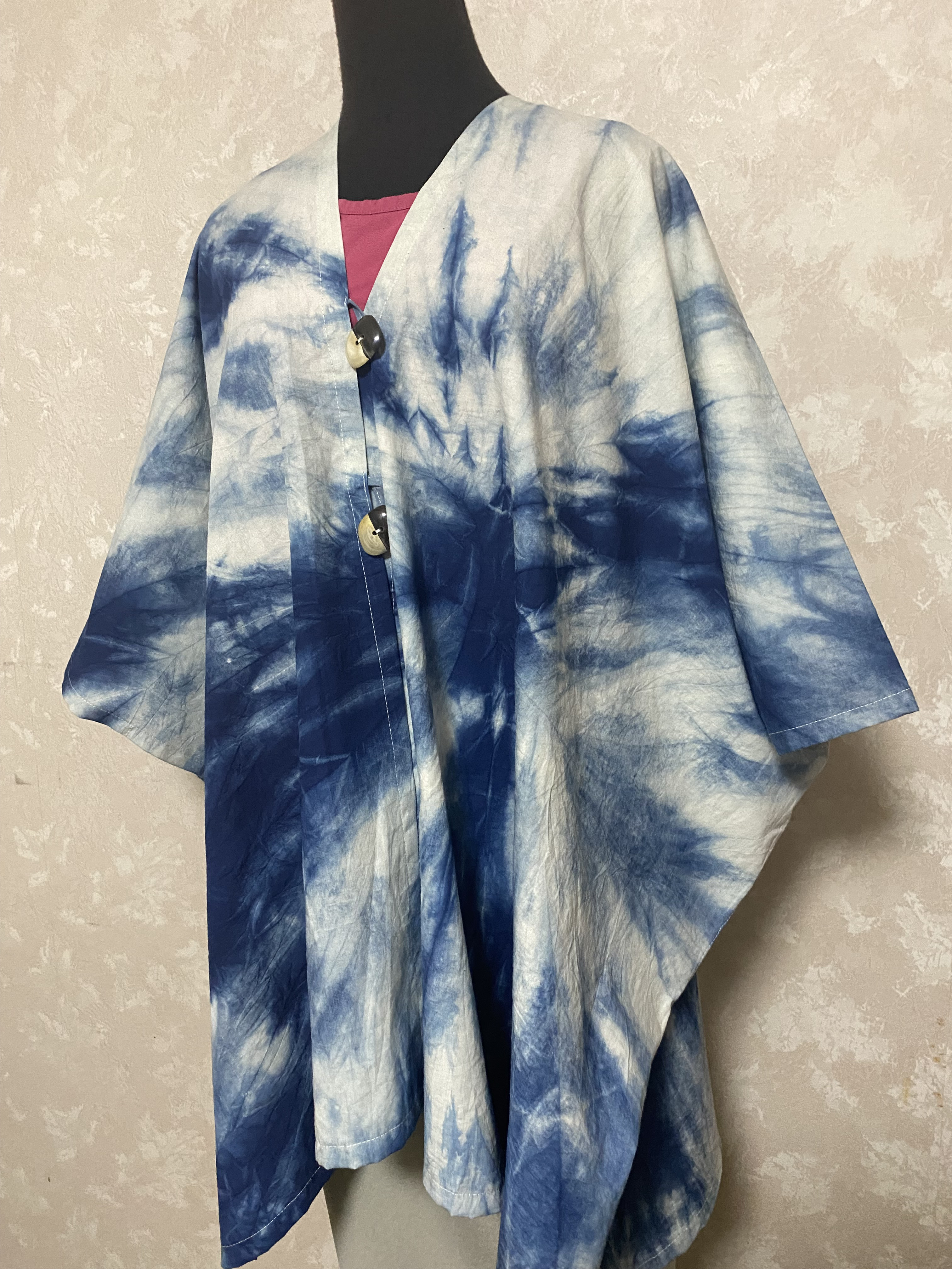 164藍染めのジャケット(絞り染め、渦)