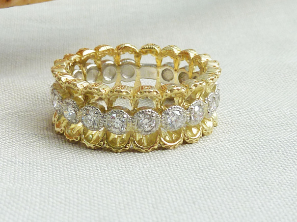 Pt900/K18YG ダイヤモンド 0.43ct lace リング 指輪・リング Stella  