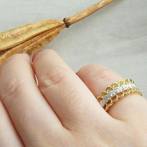 Pt900/K18YG ダイヤモンド 0.43ct lace リング 指輪・リング Stella  