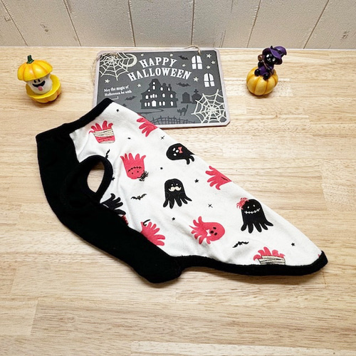 ❤️ハロウィン❤️おばけ♡たこウィンナー♡タンクトップ♡ハンドメイド犬服 ❤️ハロウィン❤️おばけ♡たこウィンナー♡タンクトップ