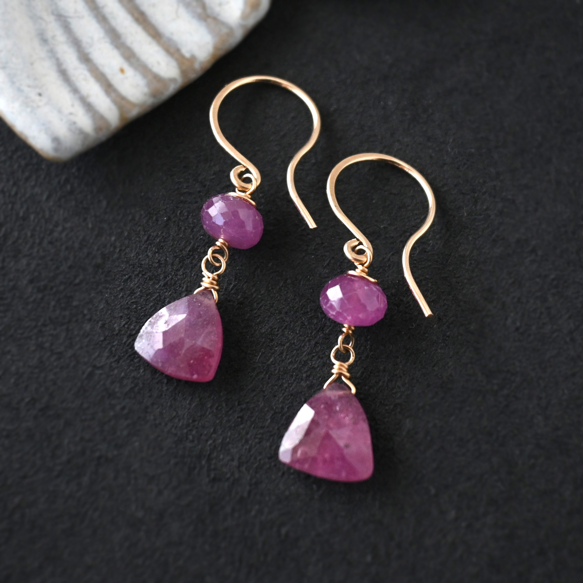 SALE】イヤリング変更可/ピンクサファイア2種のピアス・14kgf