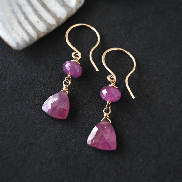 Kaya様専用◇パープルアゲート×シルキーピンクサファイアピアス✧14kgf