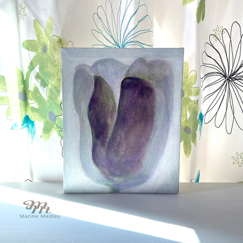 ☆原画☆ 紫のチューリップ【 花言葉： 滅の愛 】アクリル絵の具
