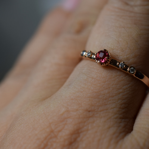 SR7-3 宝石質 艶やかな柘榴色 天然 スピネル ミャンマー産 リング 指輪