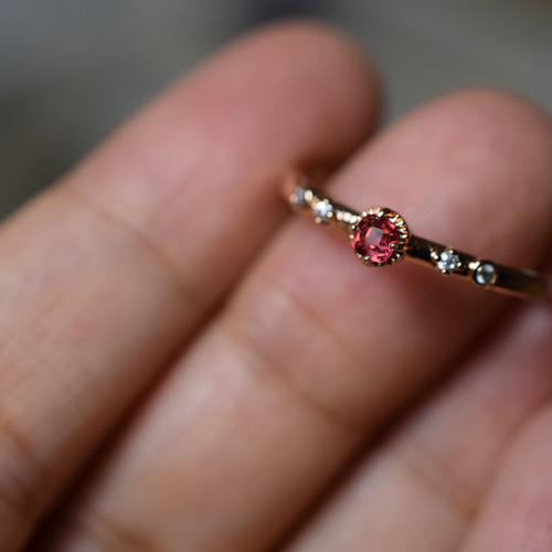 SR7-3 宝石質 艶やかな柘榴色 天然 スピネル ミャンマー産 リング 指輪