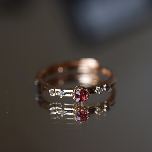 SR7-3 宝石質 艶やかな柘榴色 天然 スピネル ミャンマー産 リング 指輪