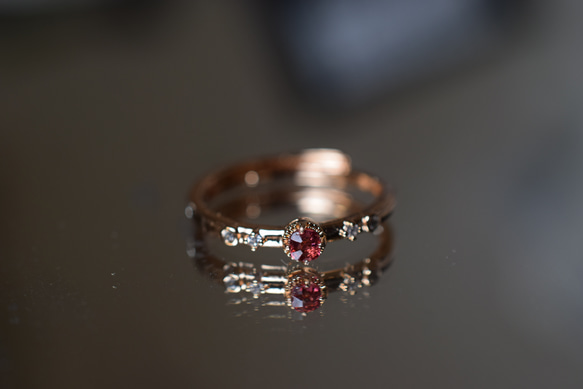 SR7-3 宝石質 艶やかな柘榴色 天然 スピネル ミャンマー産 リング 指輪