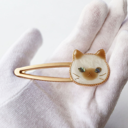 ラスト2　ねこ　猫　白猫　ホワイト　ヘアピン　ヘアアクセサリー　ヘアクリップ ラスト2 ねこ 猫 白猫 ホワイト ヘアピン ヘアアクセサリー ヘア