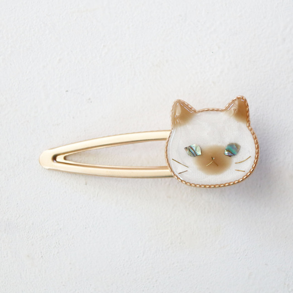バナナ猫様　❤️アンティークベア2体セット❤️ 受注生産】ウルウルおめめの猫ヘアクリップ（シャムさん）螺鈿風