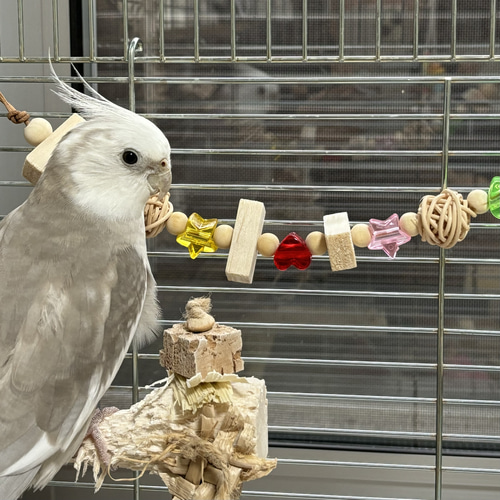 鳥のおもちゃ ☆ラタンとバルサのガーランド ロング☆ 【鳥 インコ