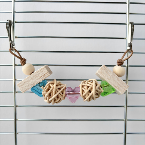 鳥のおもちゃ ☆ラタンとバルサのガーランド ショート☆ 【鳥 インコ