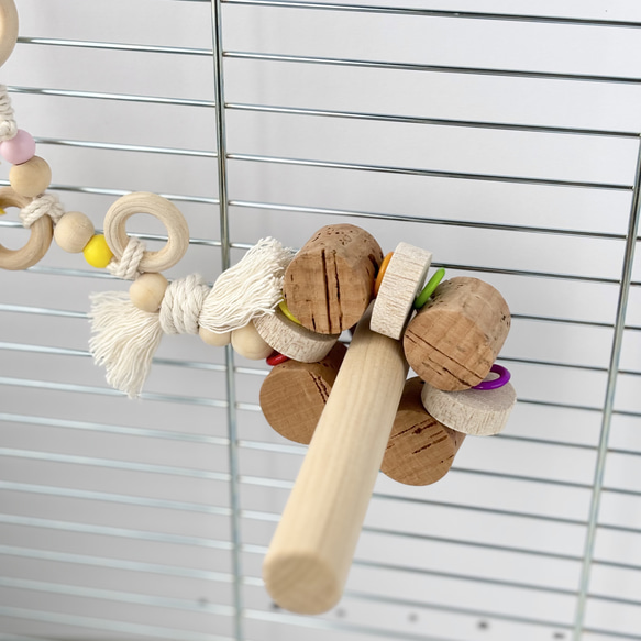 インコおもちゃ　鳥おもちゃ　コルクとバルサセット　バードトイ 鳥のおもちゃ ☆コルクとバルサの鈴付きおもちゃ☆ 【鳥 インコ