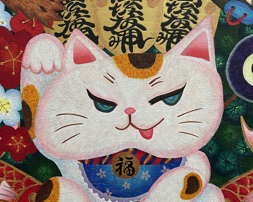 送料無料 「猫の絵no.74」 原画 フレーム付き 色鉛筆画（アート