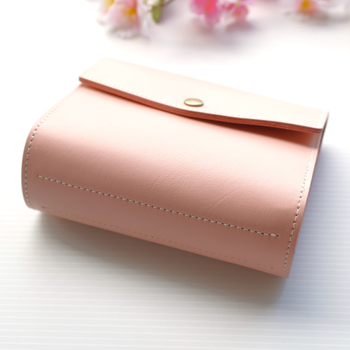 ✻ ミニ6 ✻ 牛革 フラップ式 ミニ6穴システム手帳 ✻ 桜ピンク