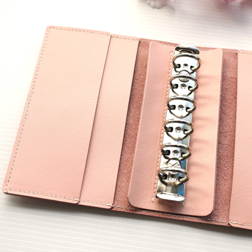 ✻ ミニ6 ✻ 牛革 フラップ式 ミニ6穴システム手帳 ✻ 桜ピンク