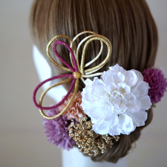 和装　花飾り　ヘアアクセサリー 和風 和装 髪飾り 7点セット 花 ドライフラワー プリザーブド