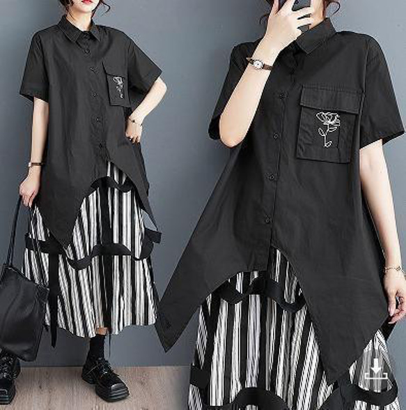 大きいサイズ レディース トップス ドット シャツ 春夏 秋 新品
