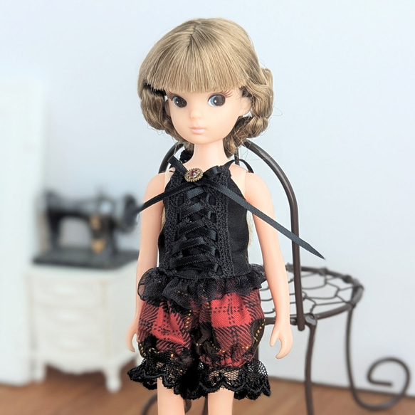 832【復刻版初代リカちゃん】ドット柄ピンクのふんわりかぼちゃパンツ 1212【復刻版初代リカちゃん】赤のチェックのふんわりかぼちゃパンツ※1