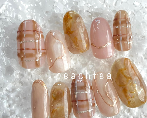 送料無料]＊予備チップ付き♡＊peachtea ネイルチップ 大人ネイル