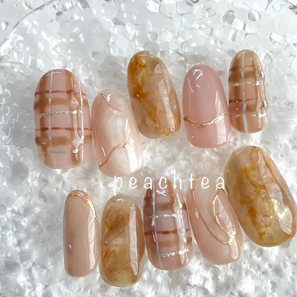 送料無料]＊予備チップ付き♡＊peachtea ネイルチップ 大人ネイル