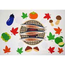 ☆壁面飾り 標準サイズ （横80cm※サイズ変更可能）「秋刀魚の塩焼きと