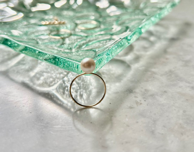 一粒あこやパールリング（K10YG）