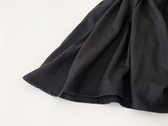 サイドリボンのジャンパースカート * cotton linen Black * 　 12枚目の画像