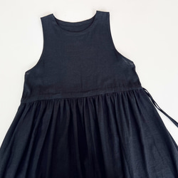 サイドリボンのジャンパースカート * cotton linen Black * 　 9枚目の画像