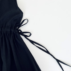 サイドリボンのジャンパースカート * cotton linen Black * 　 11枚目の画像