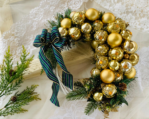 注文 Lサイズ！Happy Christmas♡クリスマスリース♡きらめくリース L