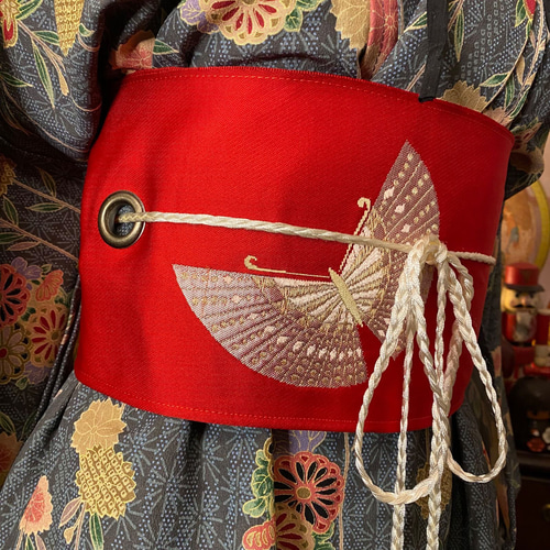 和洋折衷 着物 リメイク ワンピース ドレス 洗える 化繊 名古屋帯