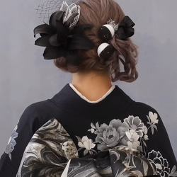 ユリ和玉髪飾り ブラック 振袖 成人式 袴 卒業式 結婚式 ウェディング