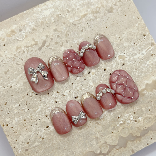 マグネットネイル リボン オーロラ キルティング ネイルチップオーダー マグネットネイル リボン オーロラ キルティング ネイルチップ