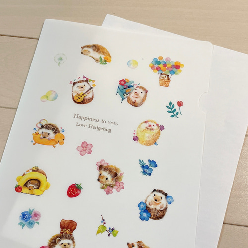 A5クリアファイル［小さなハリネズミ］手描き 水彩イラスト その他雑貨