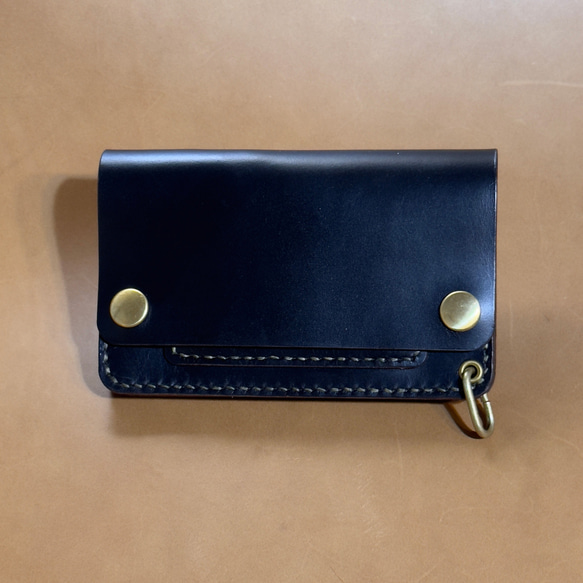 トラッカーウォレット　クロムエクセル　ミドルタイプ　3層　茶芯　受注生産 ミドル トラッカーウォレット < クロムエクセルレザー 茶芯ブラック