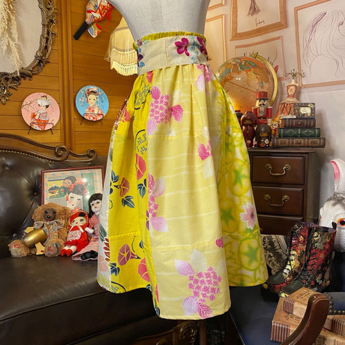 和洋折衷 浴衣 ロングスカート パッチワーク リメイク コラージュ