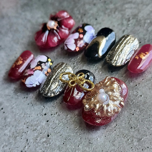 サイズオーダー】 偏り 深海の神秘 個性派 ネイルチップ 現品 No.127