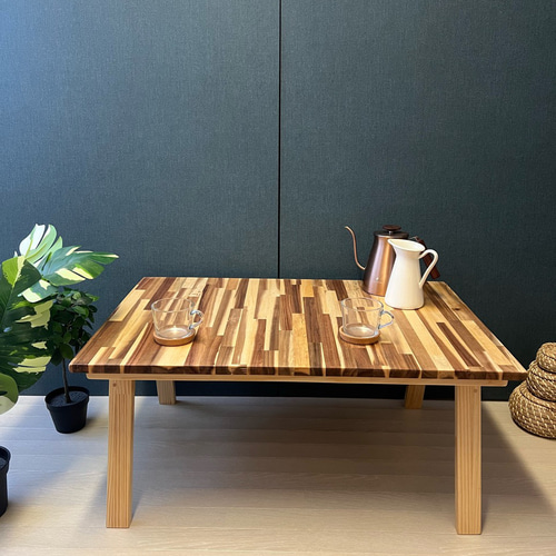 送料無料】 ローテーブル 長方形 90cm 60cm アカシア 縦柄 木組