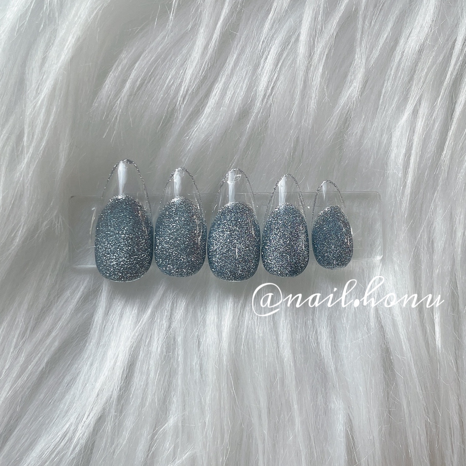 08))マグネットネイル フレンチガーリー ネイルチップ クリアフレンチ