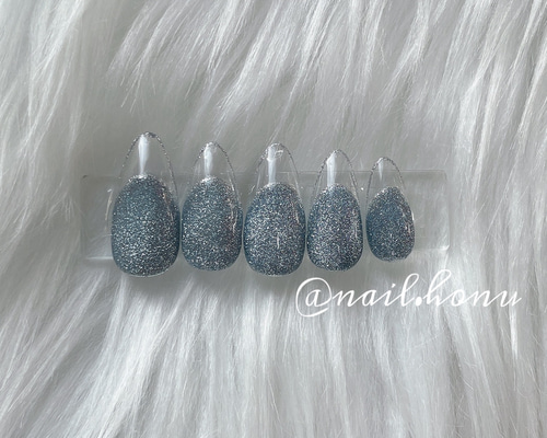 08))マグネットネイル フレンチガーリー ネイルチップ クリアフレンチ