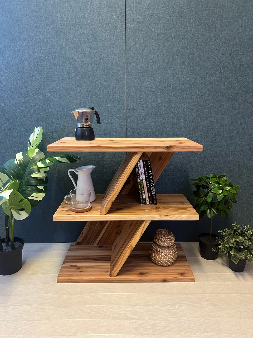 【送料無料】 オープンラック アングルデザイン 60cm 3段 杉 ナチュラル