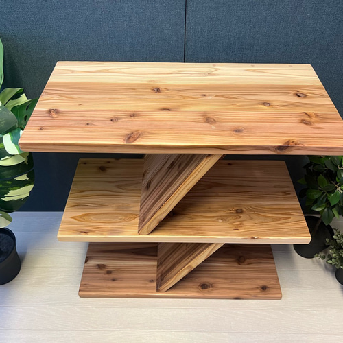 送料無料】 オープンラック アングルデザイン 60cm 3段 杉 ナチュラル