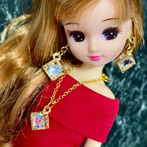 リカちゃんひし形型縁ピアス その他人形 kiki202402【土日雨天発送不可