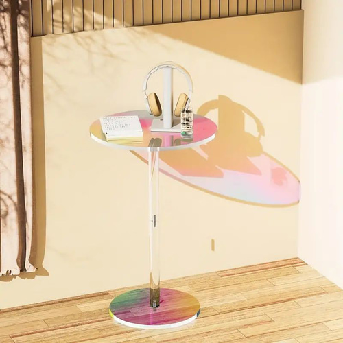 サイドテーブル クリア レインボー 省スペース 円形 おしゃれ かわいい  