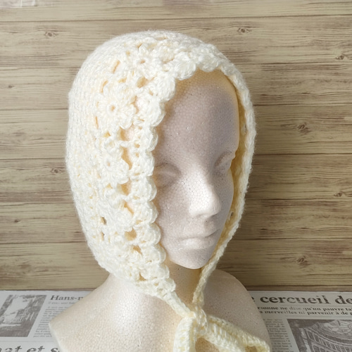 ボンネット 秋冬 クロシェハット ニットフード バラクラバ