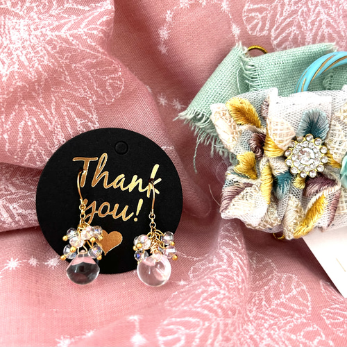 549»◤完売しました◢ クリスタルABガラスビーズボタンカット*耳飾り