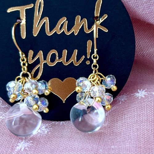 549»◤完売しました◢ クリスタルABガラスビーズボタンカット*耳飾り