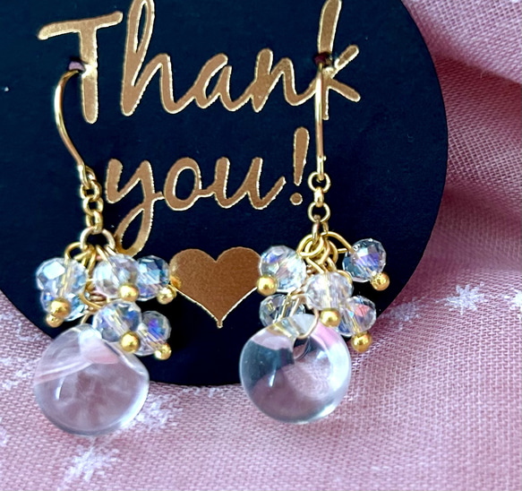 549»◤完売しました◢ クリスタルABガラスビーズボタンカット*耳飾り