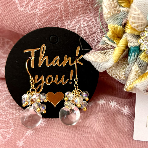 549»◤完売しました◢ クリスタルABガラスビーズボタンカット*耳飾り