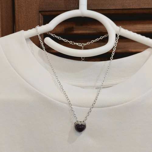 紫 フローライト ハートのペンダント♡可愛い♡ ネックレス 